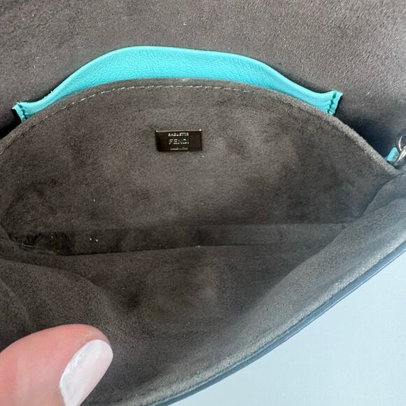 Fendi Teal Monster Mini Baguette Evening Bag Blue Green SHW Authentic CoA - Picture 6 of 11